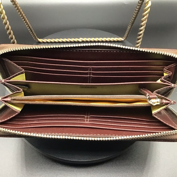 Coach Bags | Coach Heritage Signature Stripe Pvc Zip Around Accordion Wallet - Picture 5 of 11